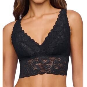 Cosabella Never Say Never Curvy Plungie Longline Bralette Black Lace XS NWT